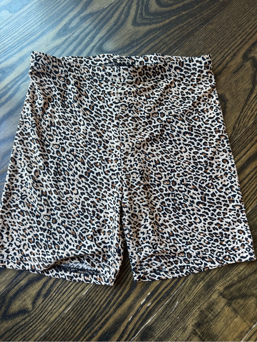 SHEIN Leopard Print Bike Shorts - Black and Tan